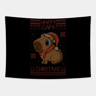 Happy Capy Christmas - Cute capybara Tapestry