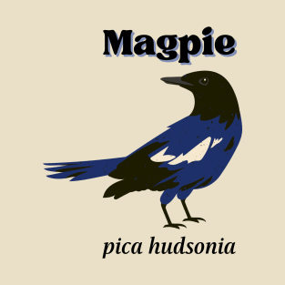 Magpie Bird Art with Scientific Name T-Shirt