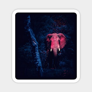 Pink Elephant in a dark forest Magnet