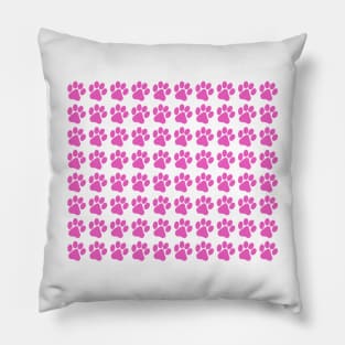 Cerise Pink Paw Prints Pillow