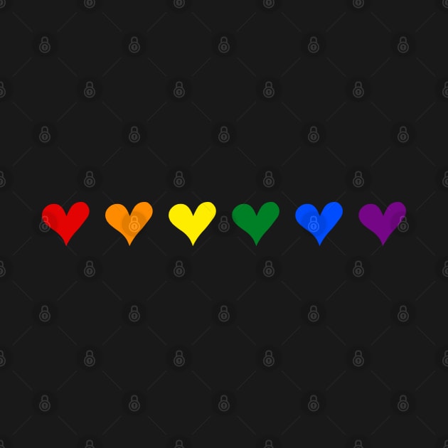 Row of Hearts Pride Rainbow Color red, purple, yellow, green, blue, orange by SimpleModern