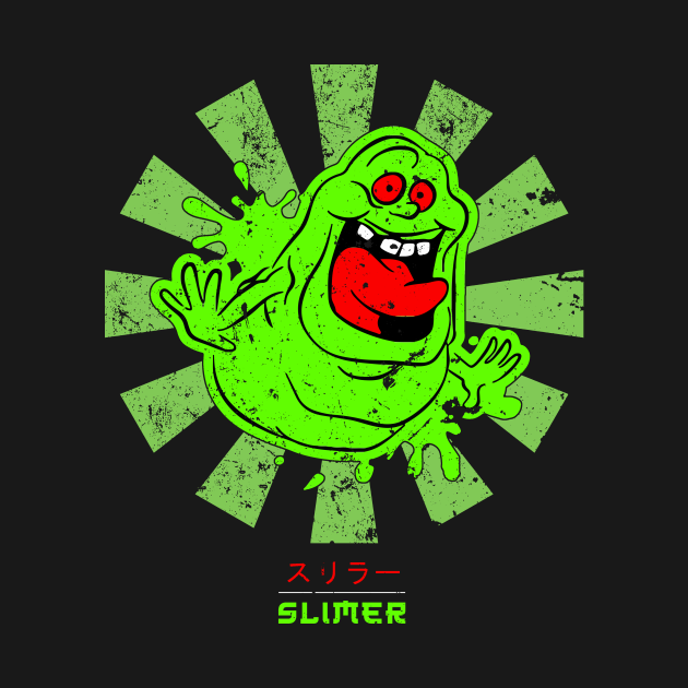 Slimer Retro Japanese Ghostbusters - Slimer - T-Shirt | TeePublic