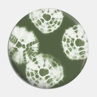 Shibori Kumo tie dye white dots over sage green Pin