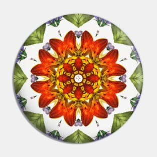 Canadian Wild Orange Red Lily Kaleidoscope Pin