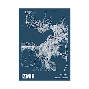 Izmir Blueprint Street Map, Izmir Colour Map Prints T-Shirt