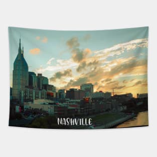 Cool sunset photography of Nashville Tennessee skyline sunset sky USA city break Tapestry