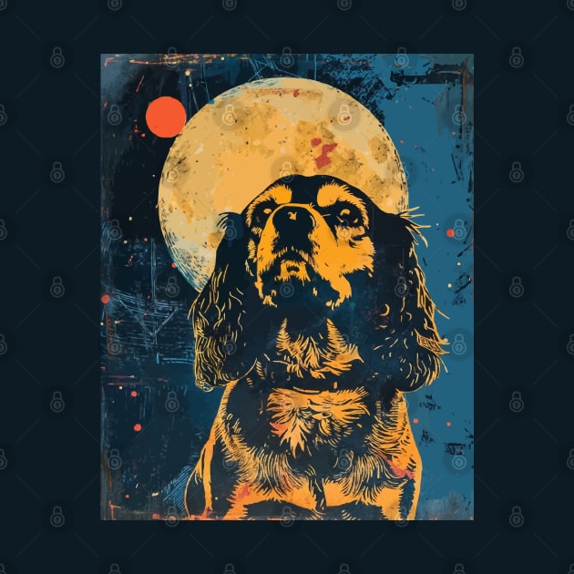 Cavalier King dog grunge portrait by etherElric