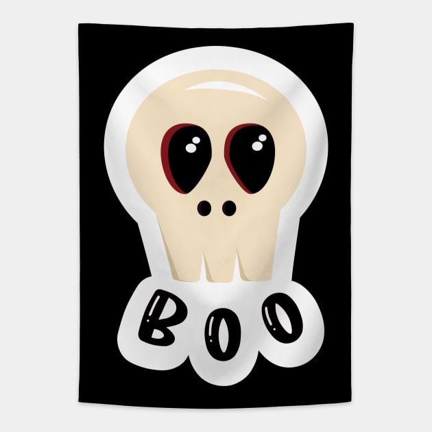 Cute Halloween Kawai Ghost - Boo Tapestry by MysticMagpie