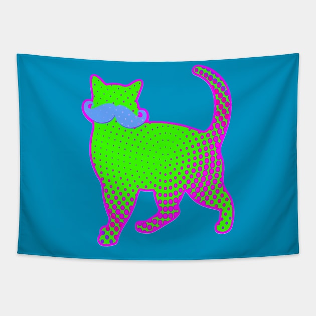 Colorful Trendy Cat Tapestry by AlondraHanley