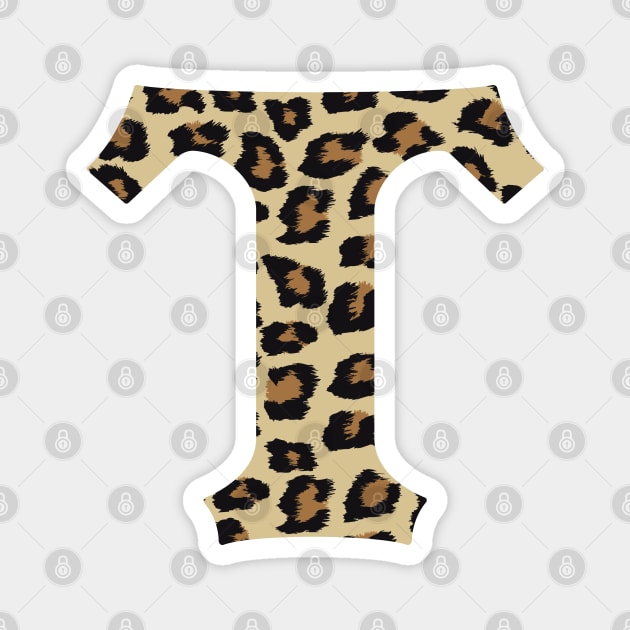 Letter T Leopard Cheetah Monogram Initial Magnet by squeakyricardo