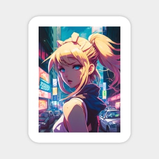 Anime Downtown Beauty: Blonde Girl Magnet