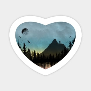 Valentine's Day Heart Mountains Painting Magnet