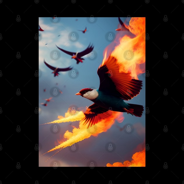 The Burning Bird Flying In Sky. by SALOX