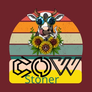 Retro Cow Smoking Marijuana T-Shirt