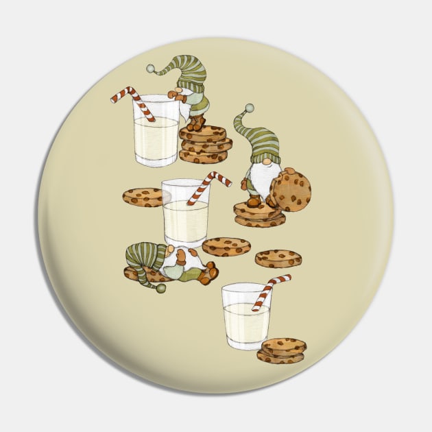 Gnomes with Milk and Cookies Pin by micklyn