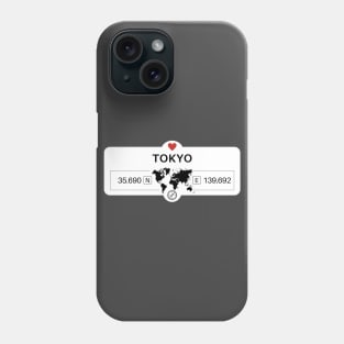 Tokyo - Japan - World Map with GPS Coordinates Phone Case