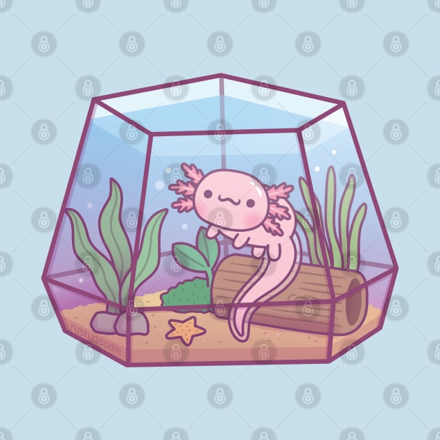 Cute Axolotl Swimming In Aquarium by rustydoodle