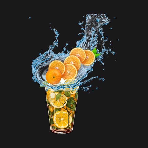 orange blended drink with mint leaves by positive_negativeart