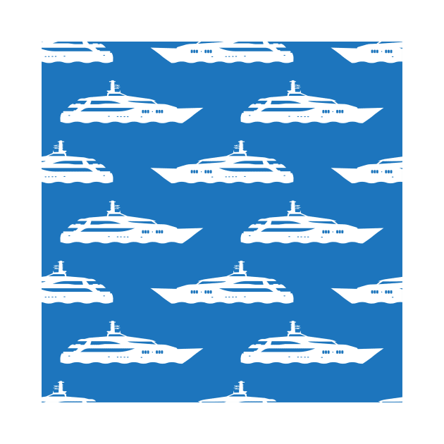 Blue Yacht Print by NewburyBoutique