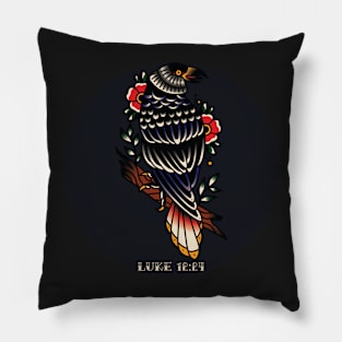 Raven American Traditional Tattoo Flash Pillow