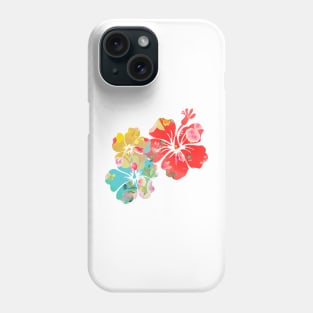 PixDezines Aloha Hibiscus in Coral Orange, Yellow, Aqua Phone Case