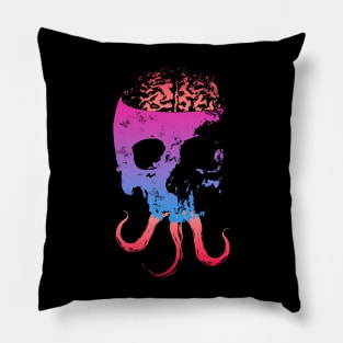 Scary Skull with Brain - Color Version 2 Pillow