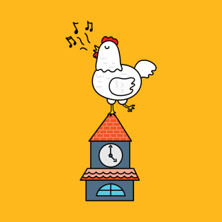 cute rooster on top of clock tower T-Shirt