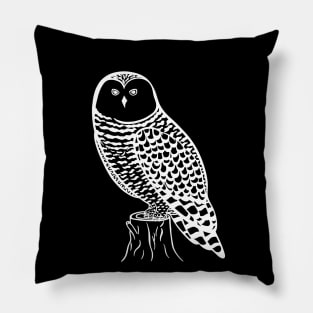 Snowy Owl - hand drawn nocturnal bird design Pillow