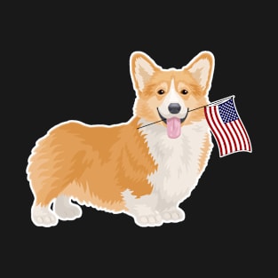 American Flag Corgi Dog Love T-Shirt