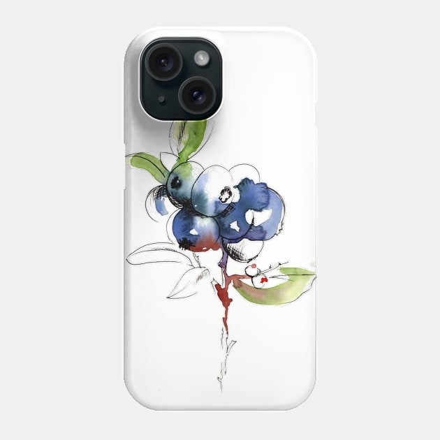 Watercolor berries Phone Case by Maria Mi Art