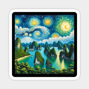 Ha Long Bay Island Vietnam Starry Night - Beautiful Iconic Places Magnet