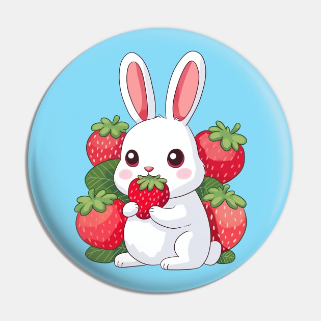 Strawberry bunny - cute kawaii bunny and Strawberry art Pin by YaraGold