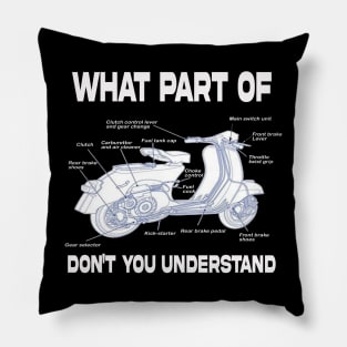 Scooter Parts Blueprint Design Pillow