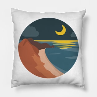 Mountain Beach Minimalist art Pillow