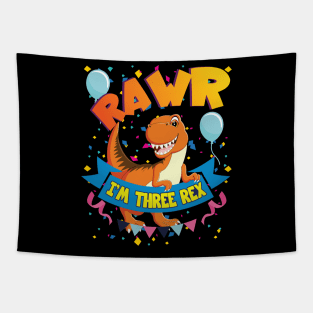 'Rawr Im Three-Rex' Cool Dinosaurs T Rex Gift Tapestry