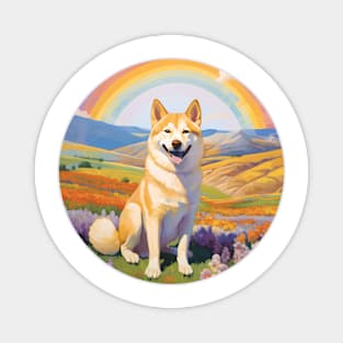 Canaan Dog Memorial Rainbow Bridge Colorful Art Magnet