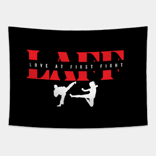 White Black and Red Love at First Fight Design Tapestry