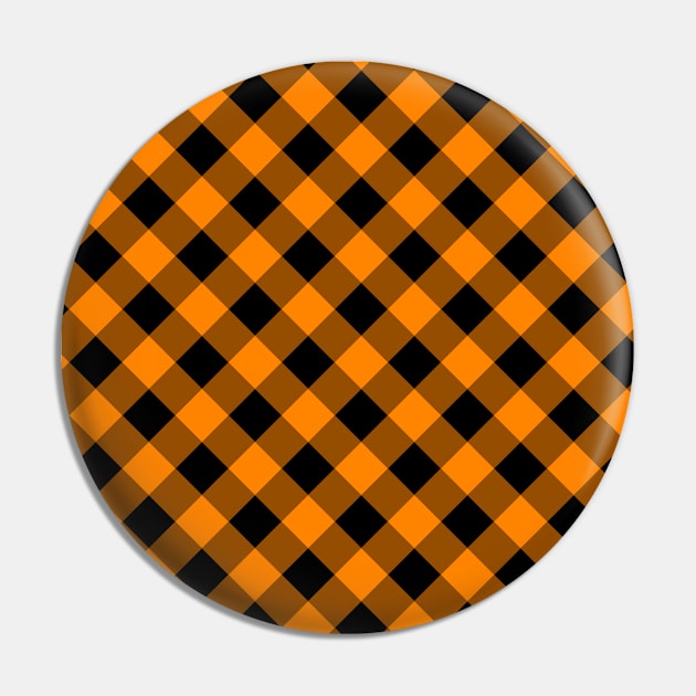 Black and Orange Gingham Pattern Pin by saradaboru