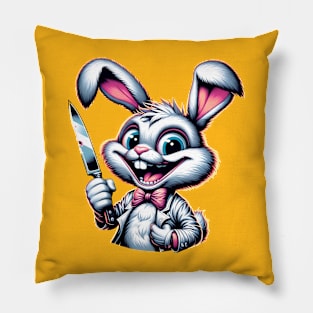 Bunny Holding a Knife Pillow