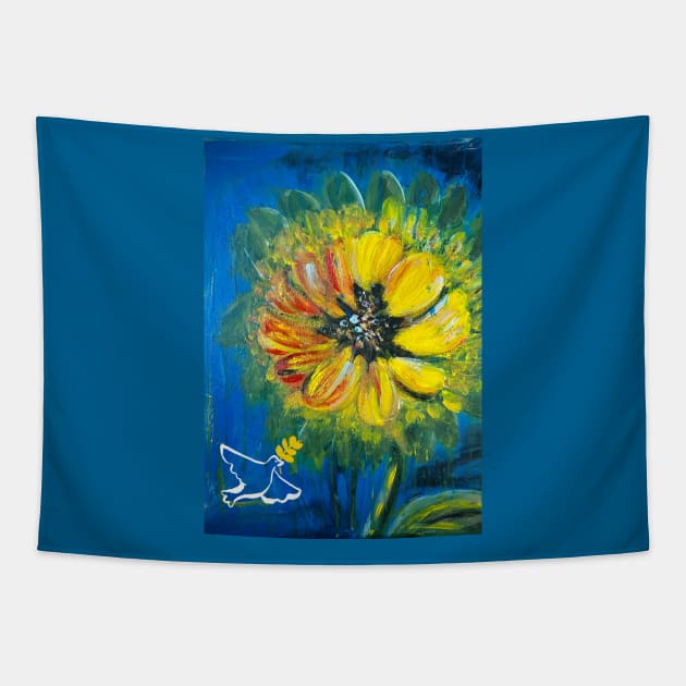 Sunflowers For Ukraine Tapestry by Natalie C. Designs 