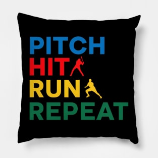 Softball Hit Run Repeat Pillow