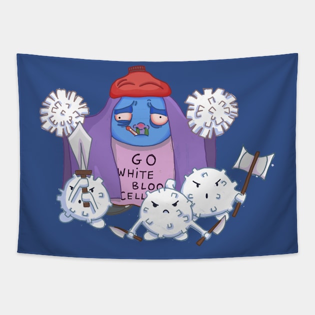 Go White Blood Cells Tapestry by baleinealunettes