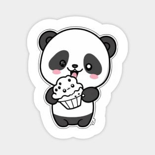 Cute Cartoon Panda Eating Cupcake Funny Kawaii Magnet