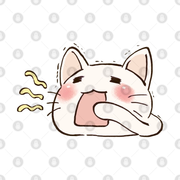 I draw lucky star white cat yawning by mudwizard