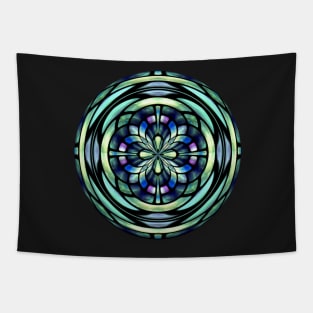 Green Blue and Purple Simulated Stained Glass Tapestry