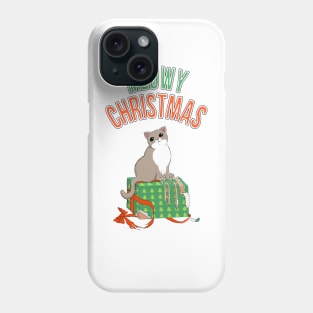 Meowy Christmas Cat Clawed Present Phone Case