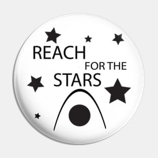 Reach for the stars - motivation statement with rocket, stars Pin