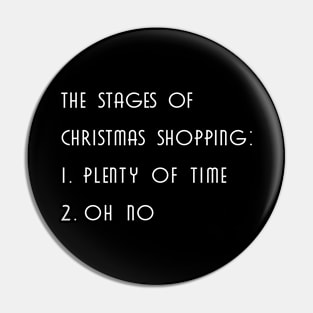 The stages of christmas shopping, plenty of time, Oh no Pin