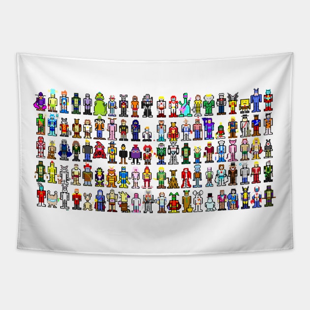 102 Cartoon Characters Tapestry by inesbot