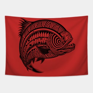 Tribal Piranha Fish Tapestry